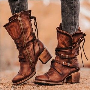 FREEBIRD | Cora Brown Distressed Leather Lug Sole Boots Size 9 EUC